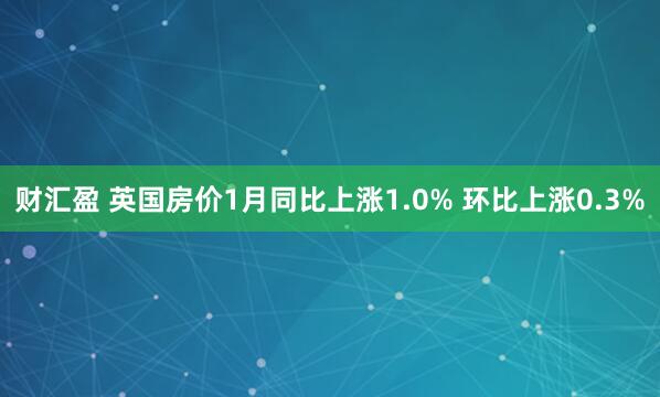 财汇盈 英国房价1月同比上涨1.0% 环比上涨0.3%